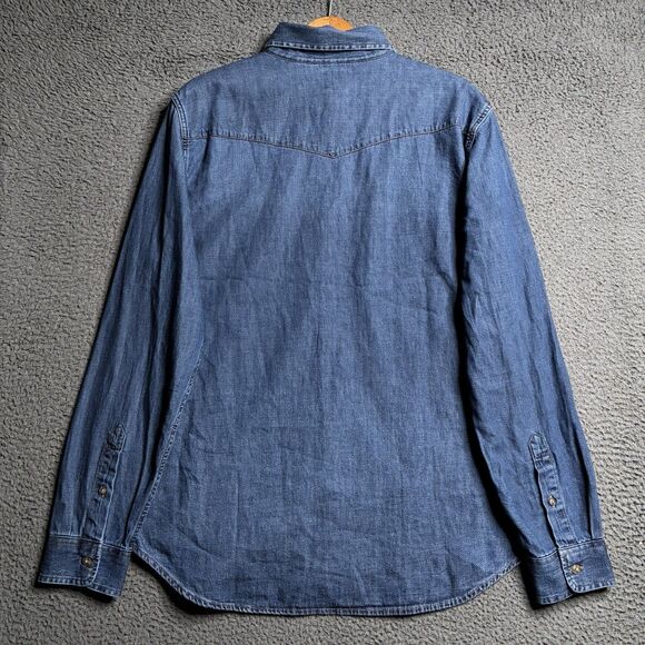 Vintage GAP Denim Shirt Mens Medium Blue Jean Long Sleeve Button Up Western Yoke - Picture 6 of 13